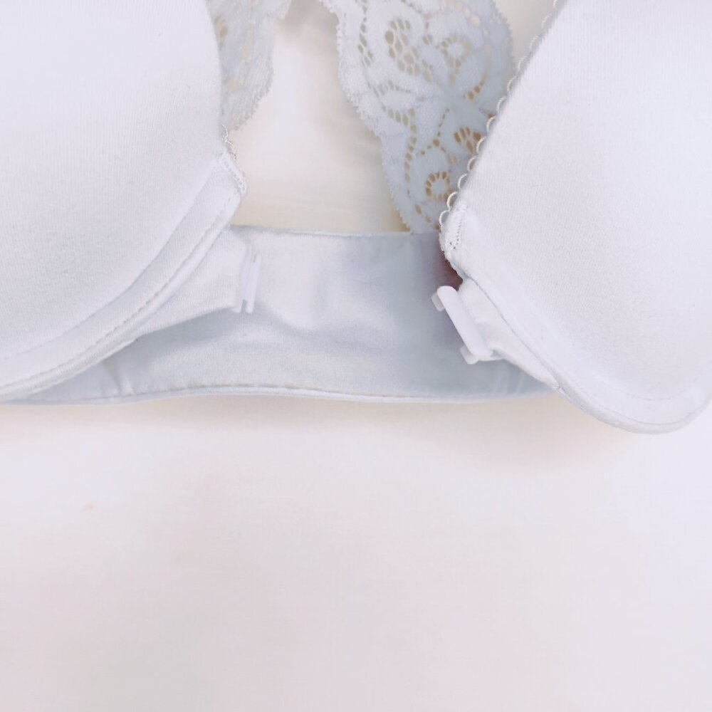 Victoria's Secret Bra Push Up Padded Comfy Front Close Lace Racer Gray Blue 32C - Picture 7 of 16